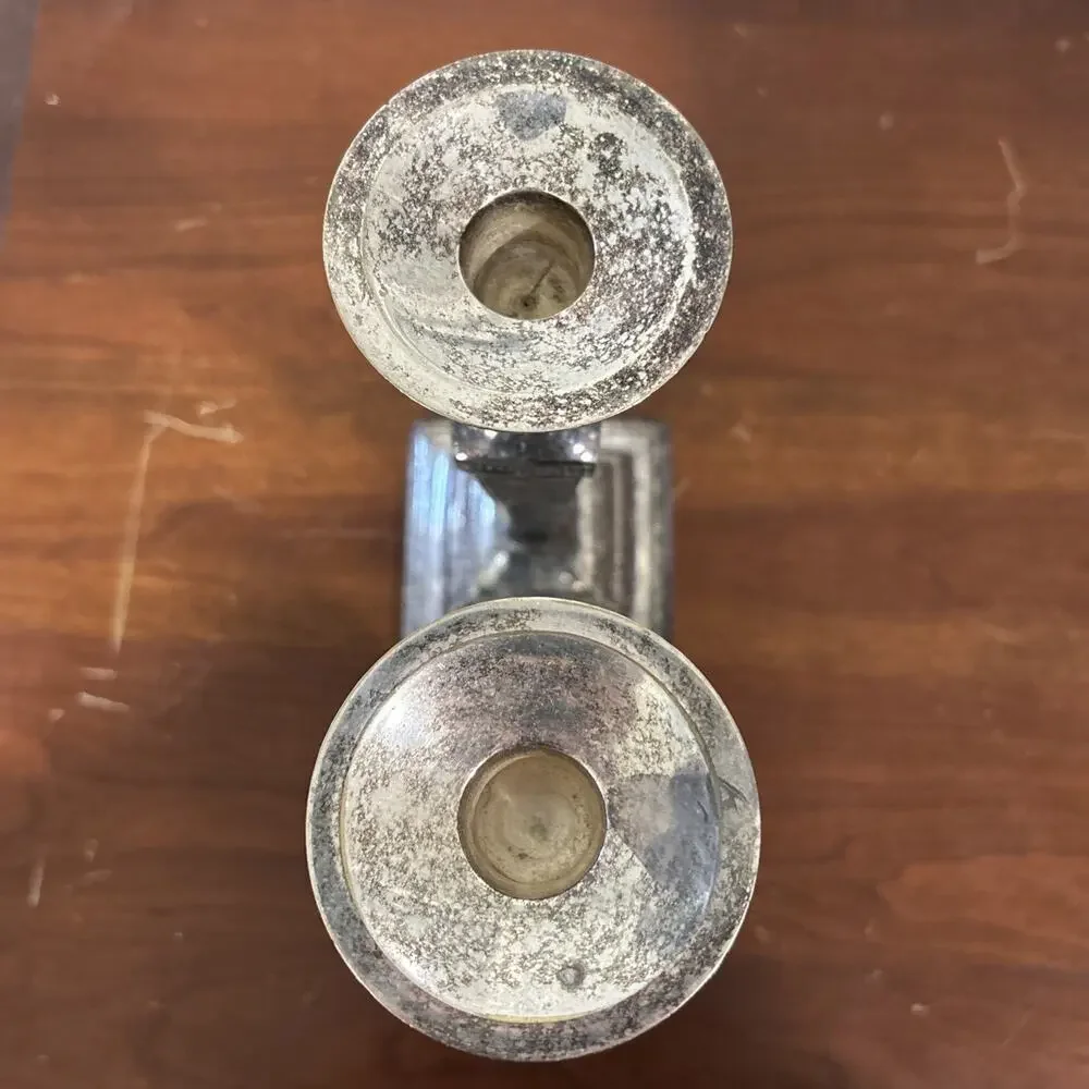 POTTERY BARN Maxfield Hotel Vintage Silver Plated Candle Holders 9.5”